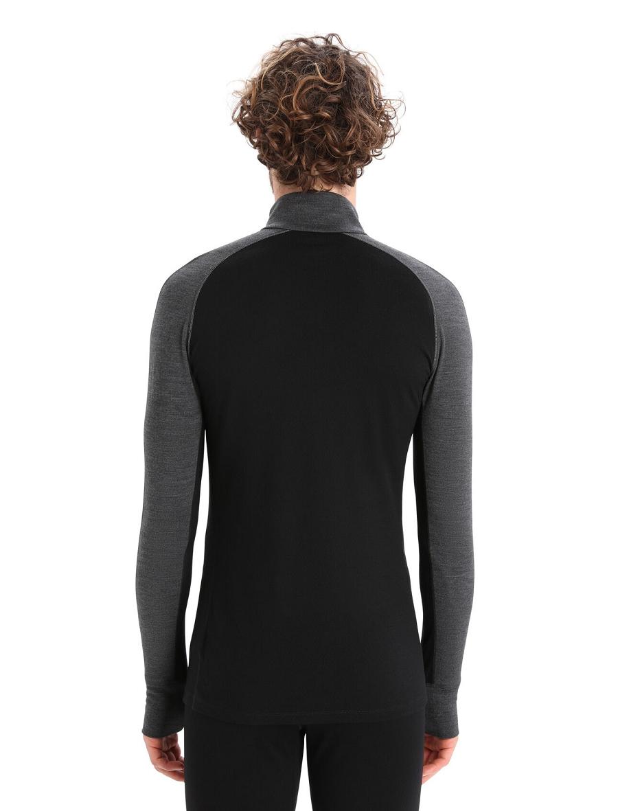 Base Layers Icebreaker 260 ZoneKnit™ Merino Long Sleeve Half Zip Męskie Czarne | PL 1622YXFU